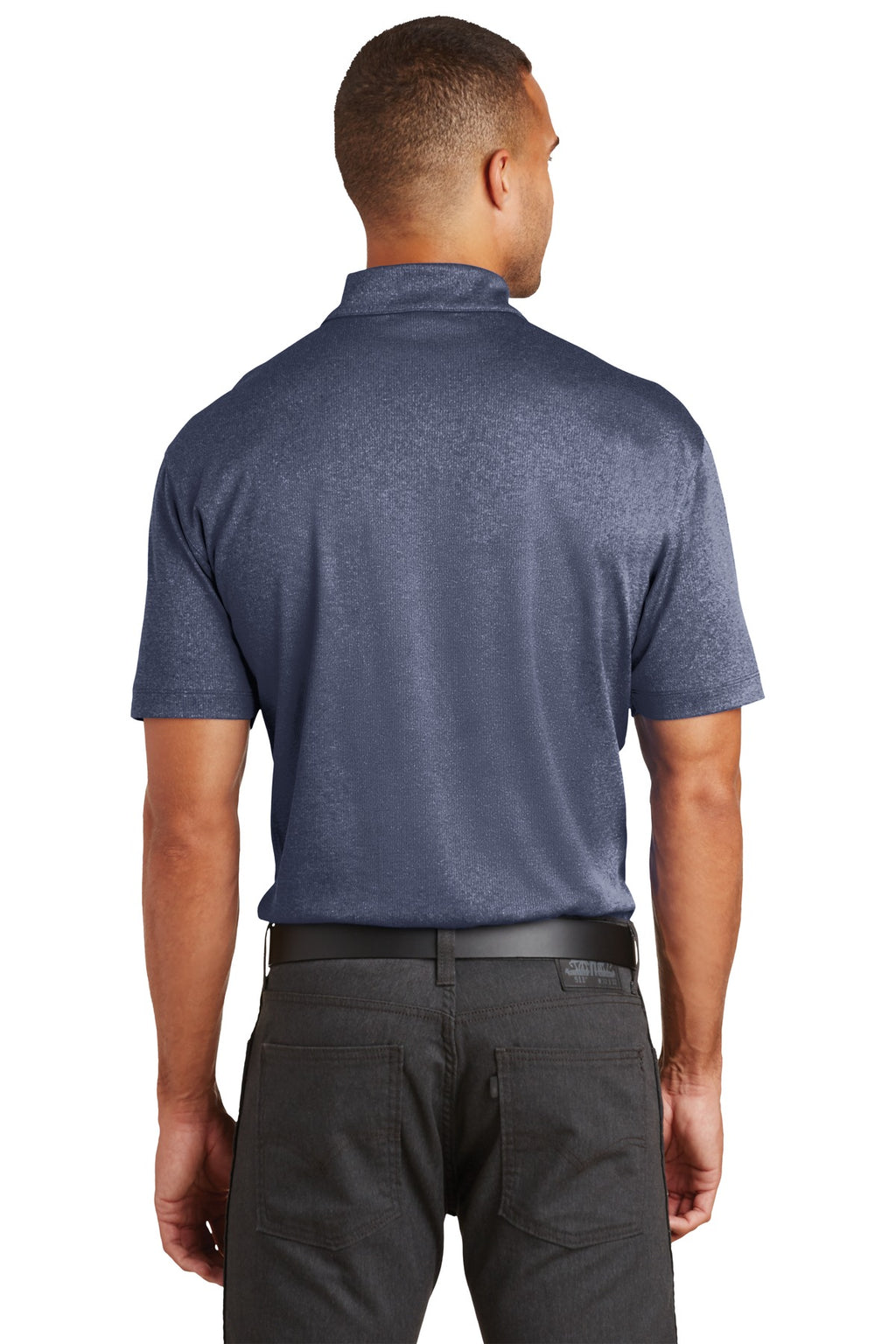 Port Authority Trace Heather Polo. K576 - True Navy Heather - back