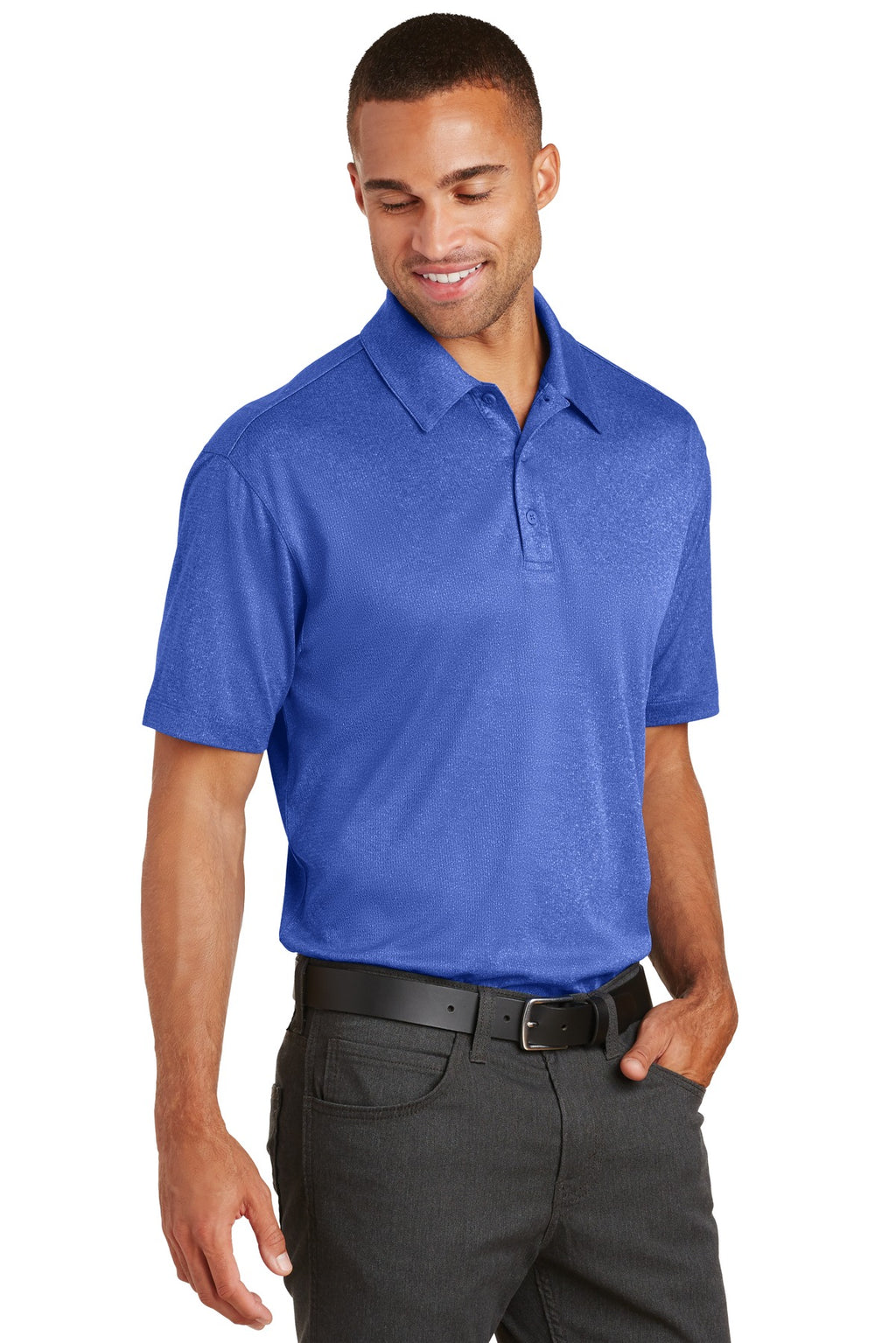 Port Authority Trace Heather Polo. K576 - True Royal Heather - three_q
