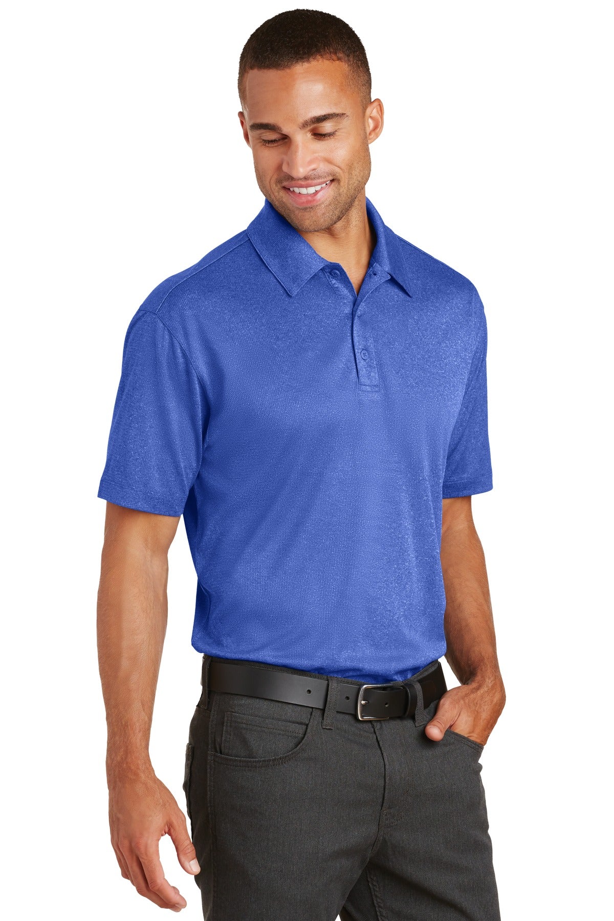 Port Authority Trace Heather Polo. K576 - True Royal Heather - three_q