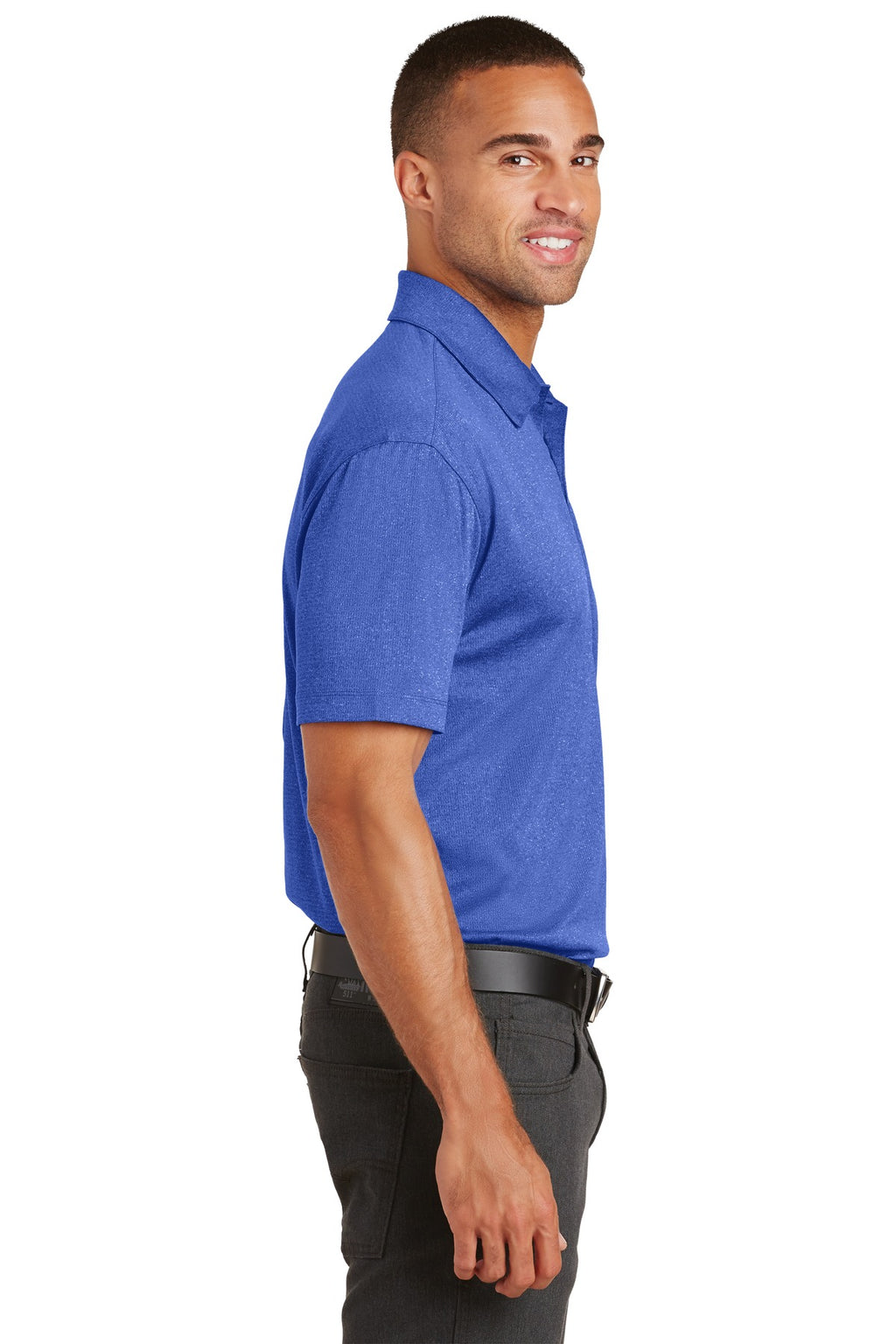 Port Authority Trace Heather Polo. K576 - True Royal Heather - side