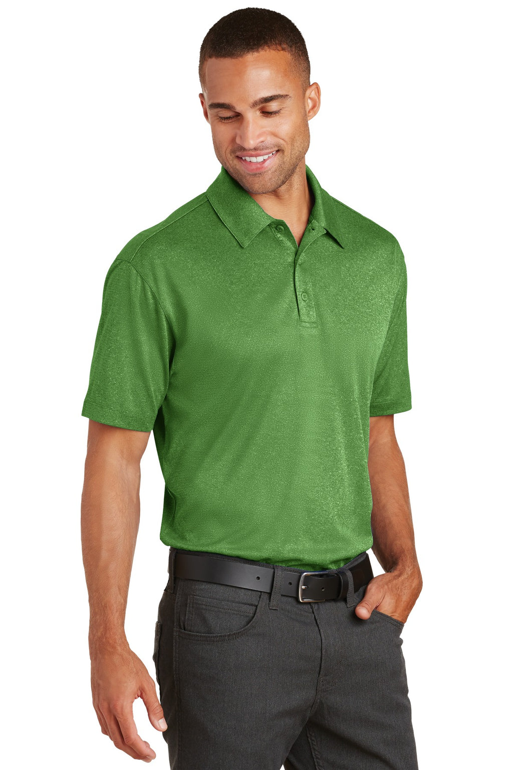 Port Authority Trace Heather Polo. K576 - Vine Green Heather - three_q
