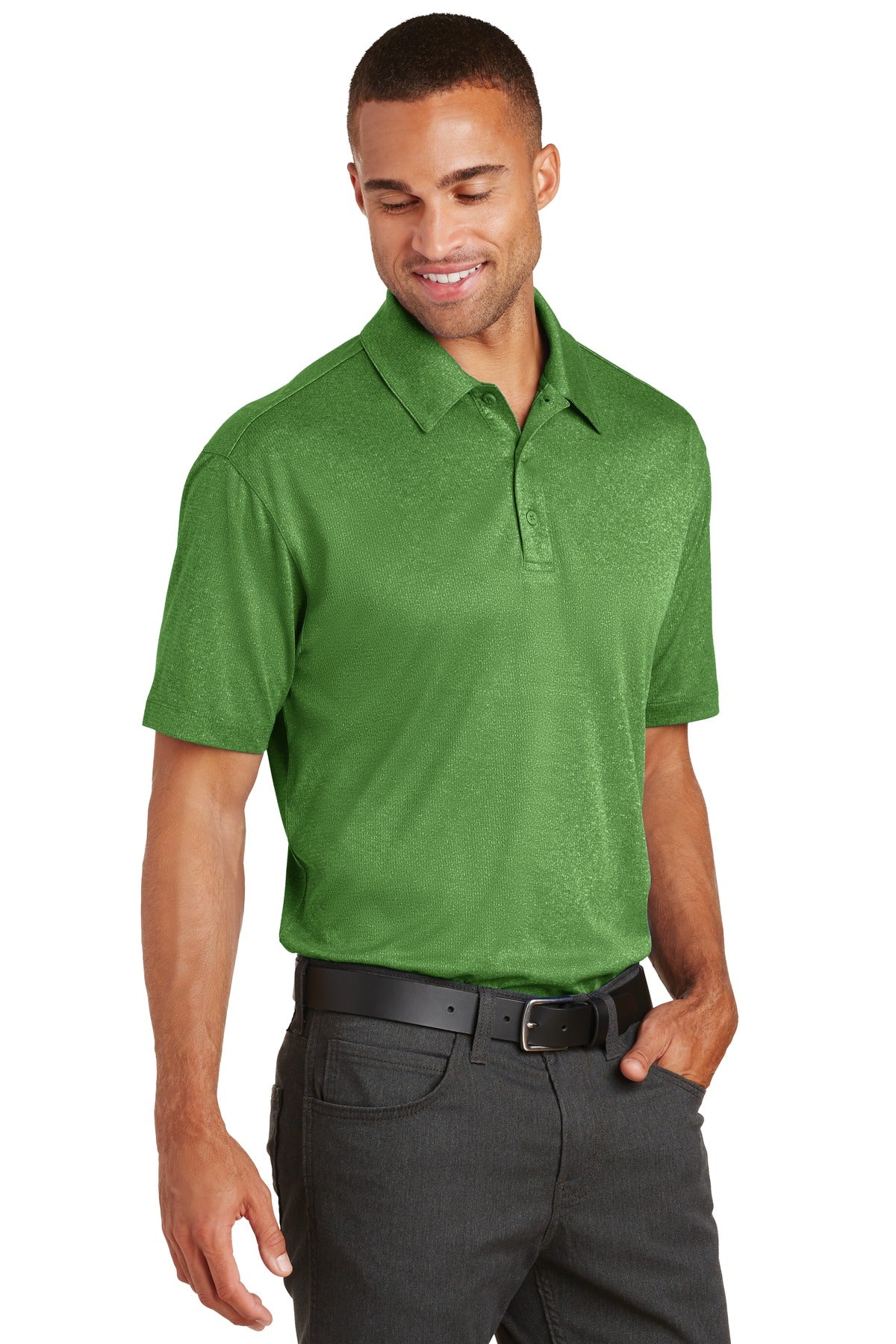 Port Authority Trace Heather Polo. K576 - Vine Green Heather - three_q