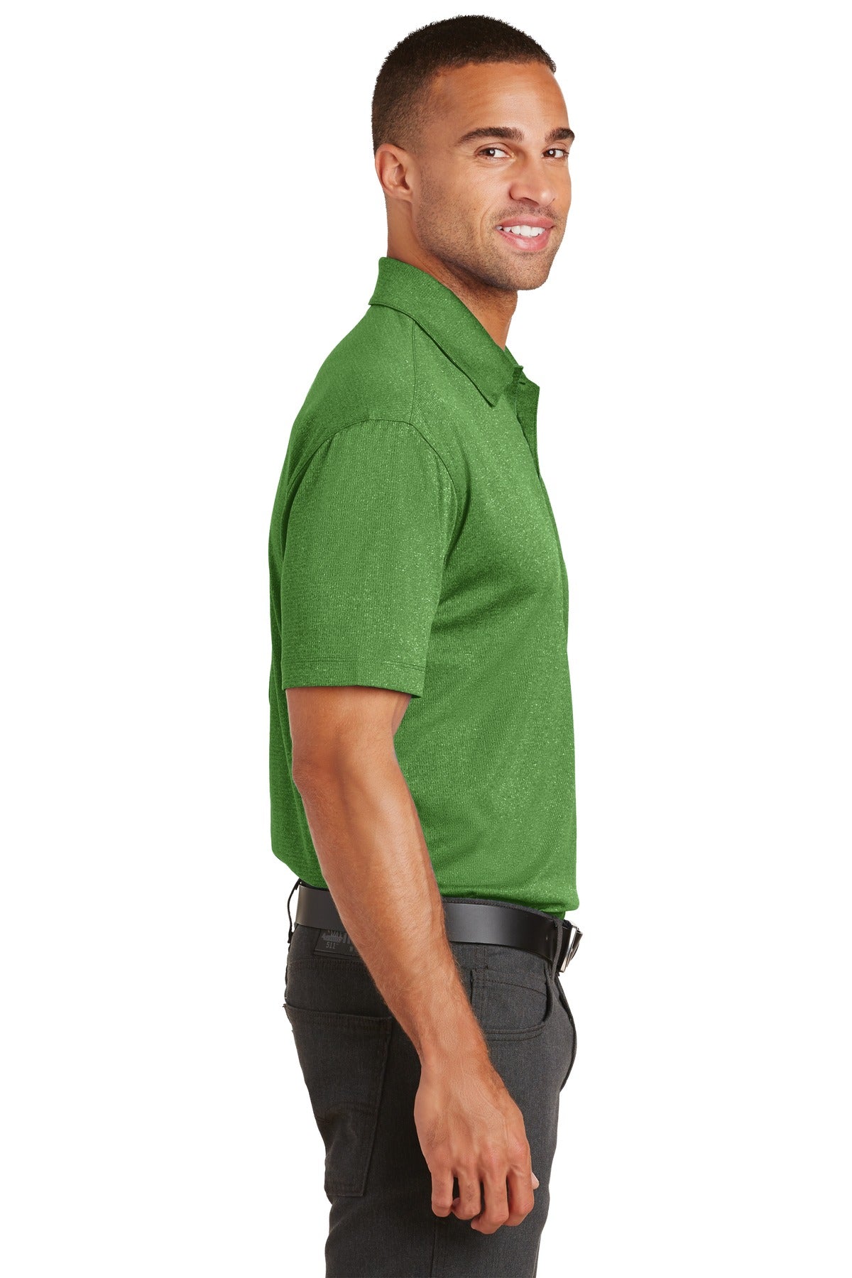Port Authority Trace Heather Polo. K576 - Vine Green Heather - side