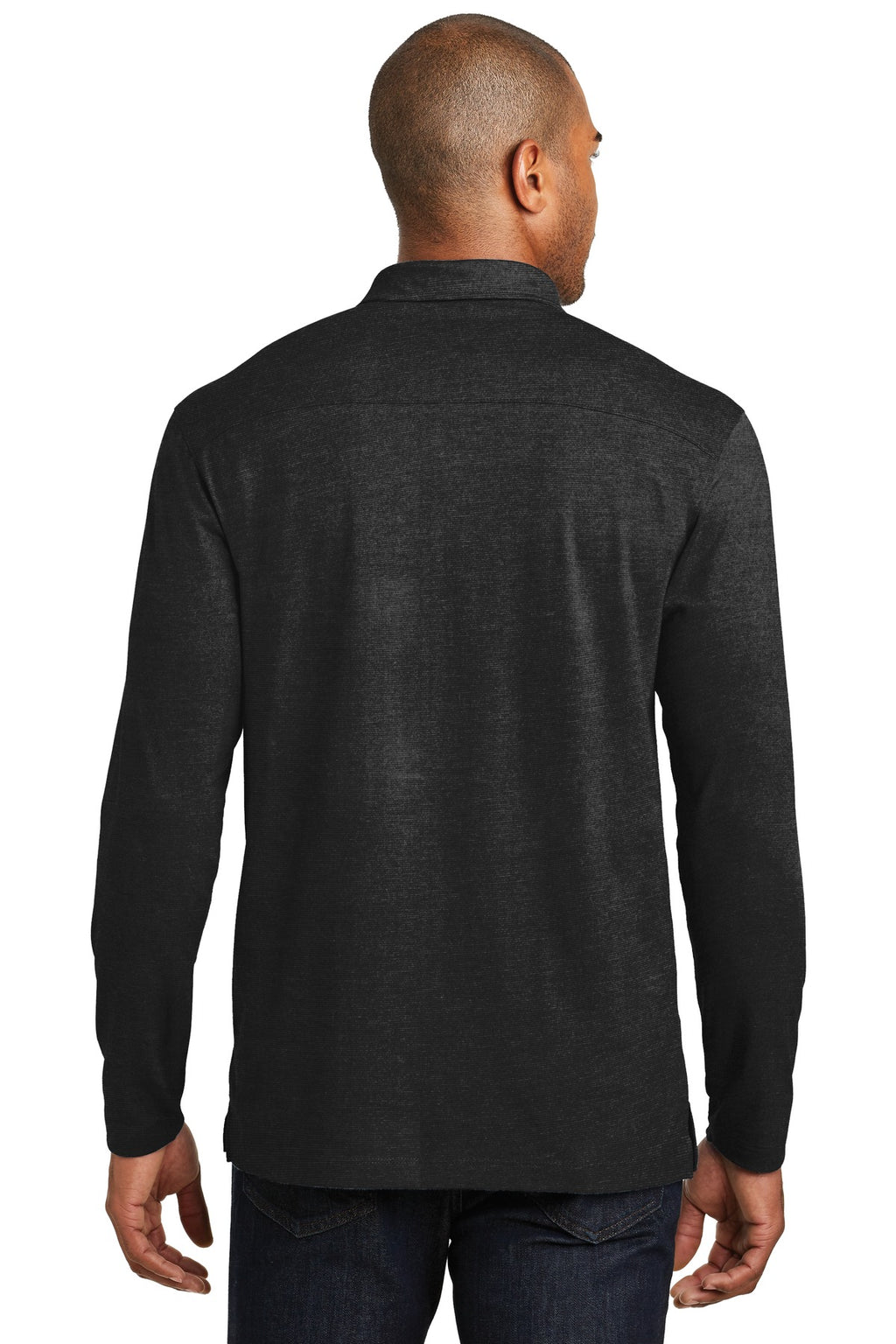 DISCONTINUED Port Authority Long Sleeve Meridian Cotton Blend Polo. K577LS - Black - back