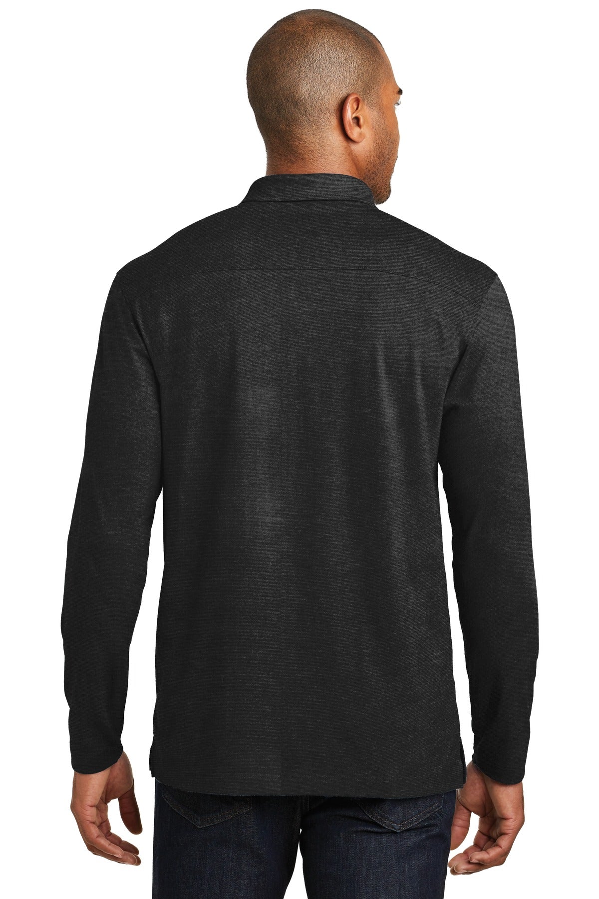DISCONTINUED Port Authority Long Sleeve Meridian Cotton Blend Polo. K577LS - Black - back