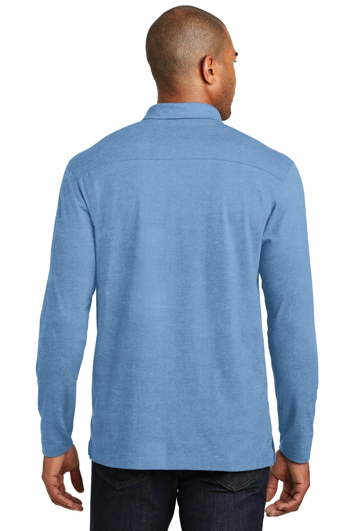 DISCONTINUED Port Authority Long Sleeve Meridian Cotton Blend Polo. K577LS - Blue Skies - back