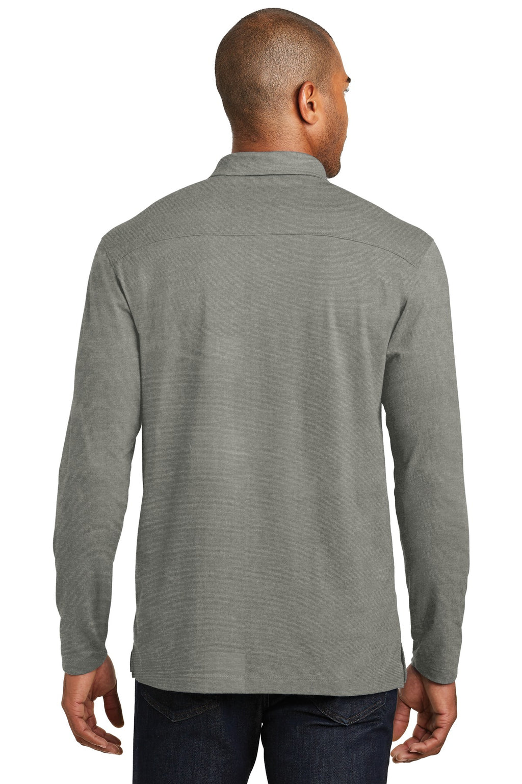 DISCONTINUED Port Authority Long Sleeve Meridian Cotton Blend Polo. K577LS - Monument Grey - back