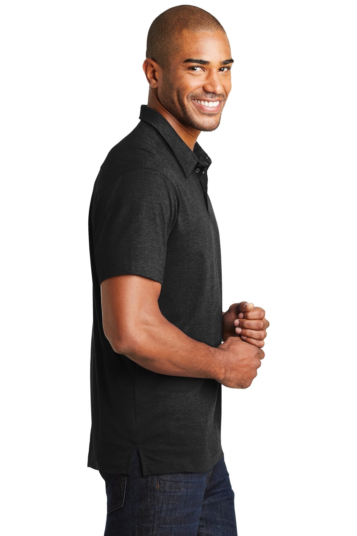 DISCONTINUED Port Authority Meridian Cotton Blend Polo. K577 - Black - side