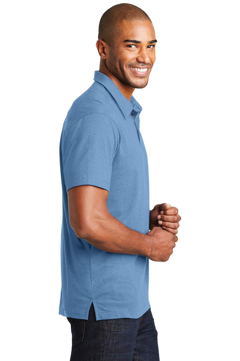 DISCONTINUED Port Authority Meridian Cotton Blend Polo. K577 - Blue Skies - side