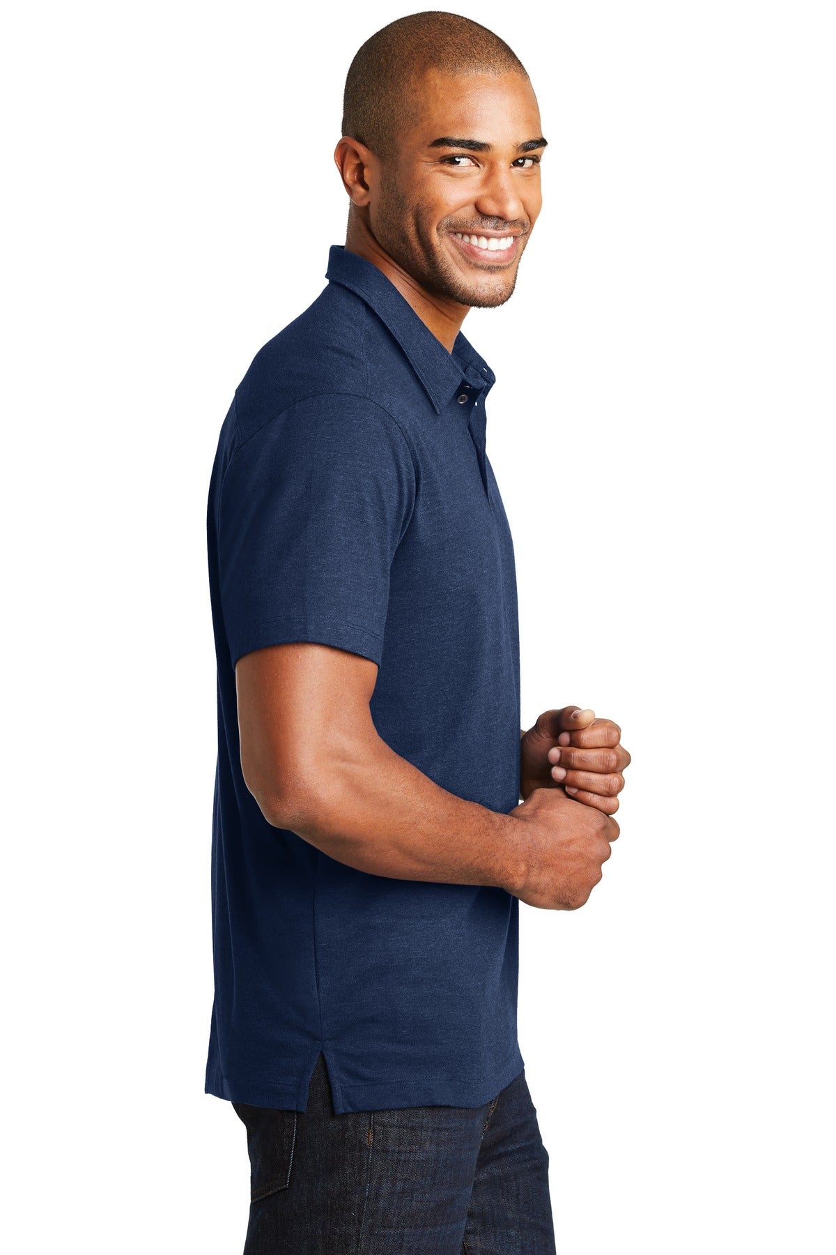 DISCONTINUED Port Authority Meridian Cotton Blend Polo. K577 - Estate Blue - side