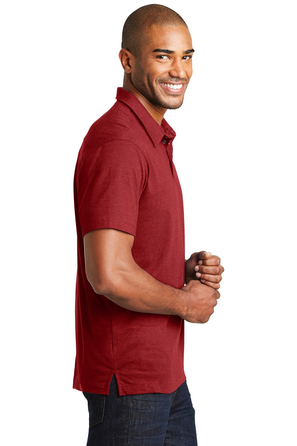 DISCONTINUED Port Authority Meridian Cotton Blend Polo. K577 - Flame Red - side
