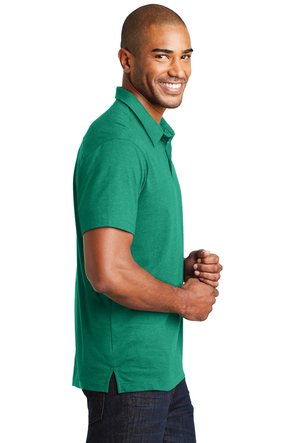 DISCONTINUED Port Authority Meridian Cotton Blend Polo. K577 - Verdant Green - side