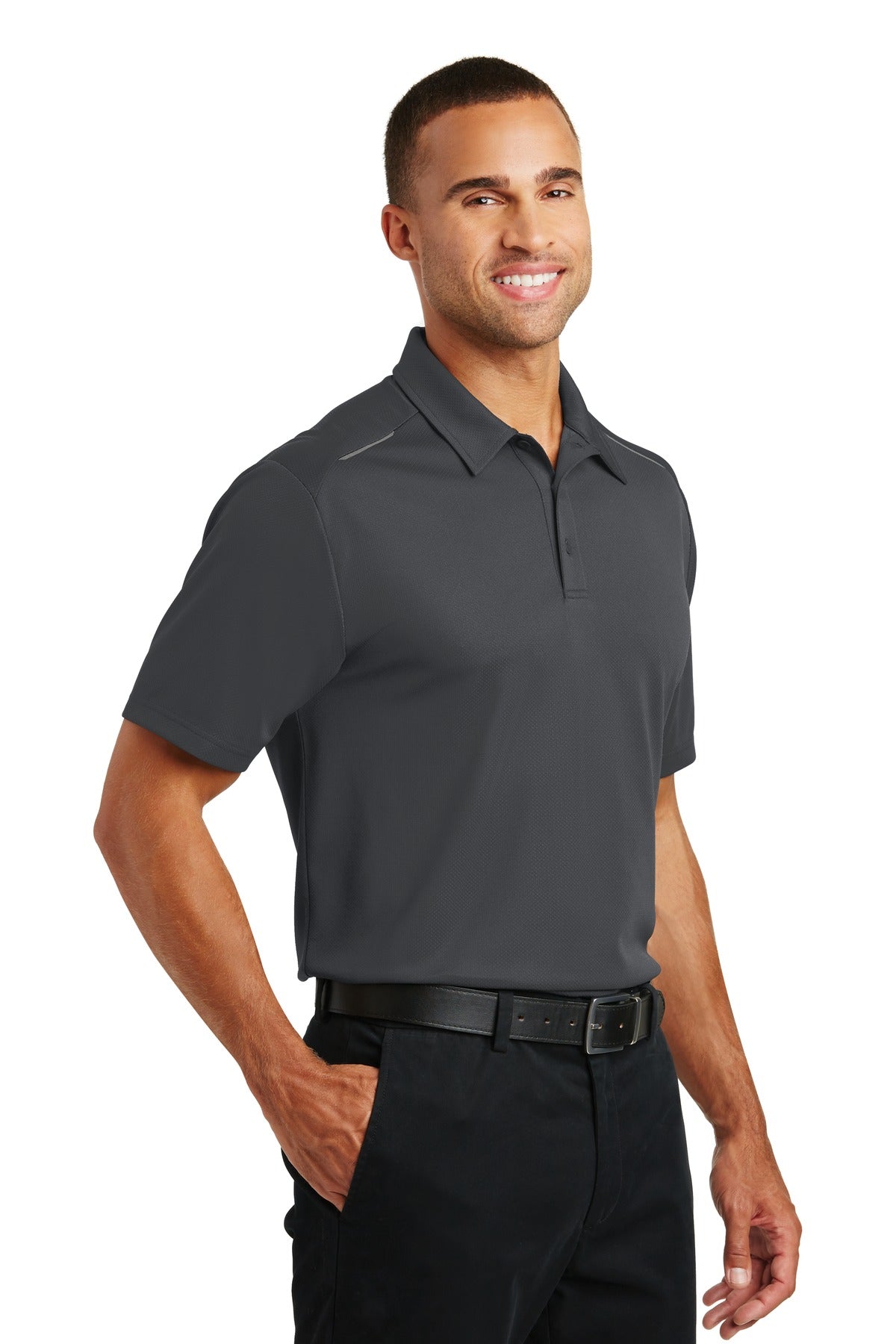 Port Authority Pinpoint Mesh Polo. K580 - Battleship Grey - three_q