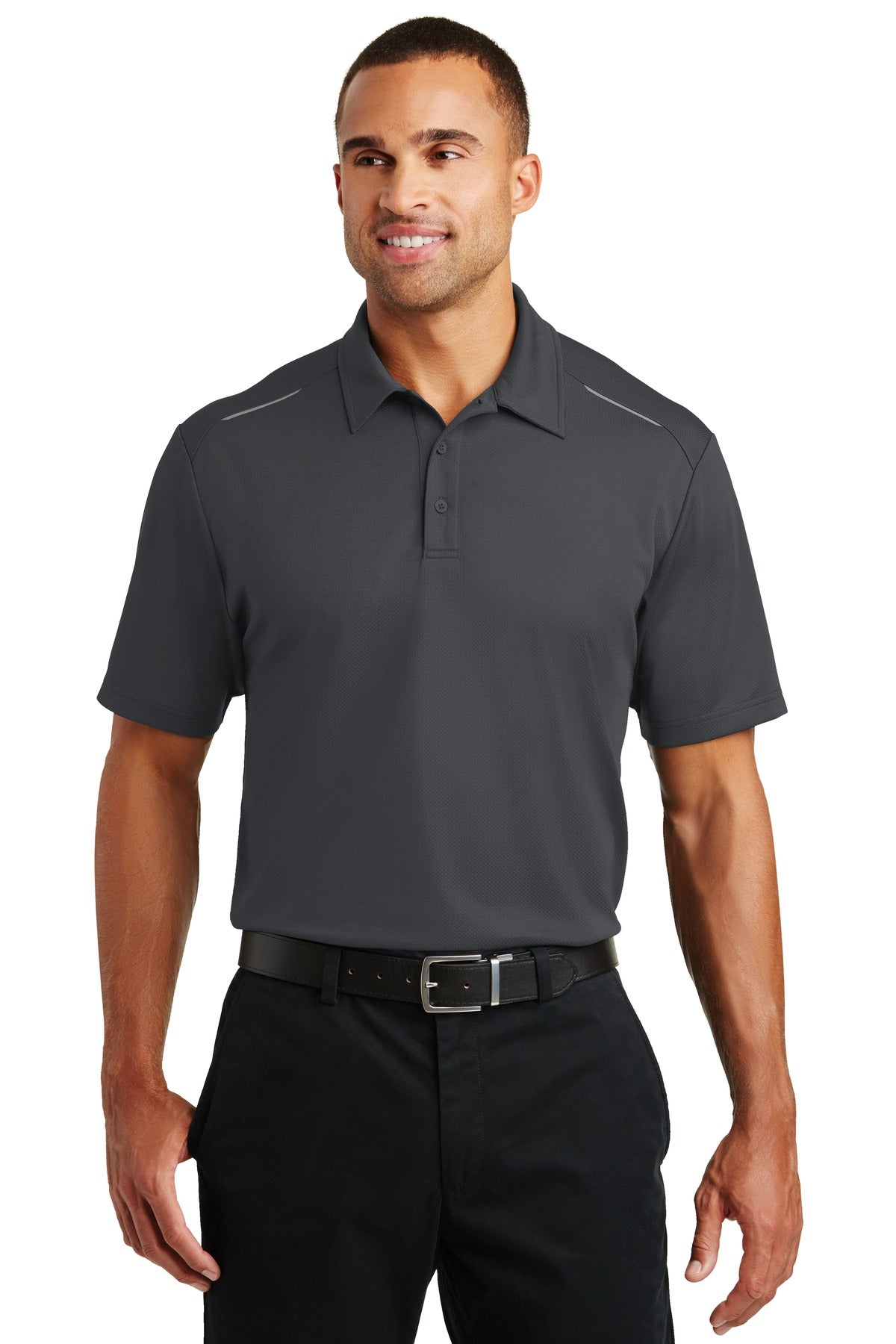 Port Authority Pinpoint Mesh Polo. K580 - Battleship Grey - front