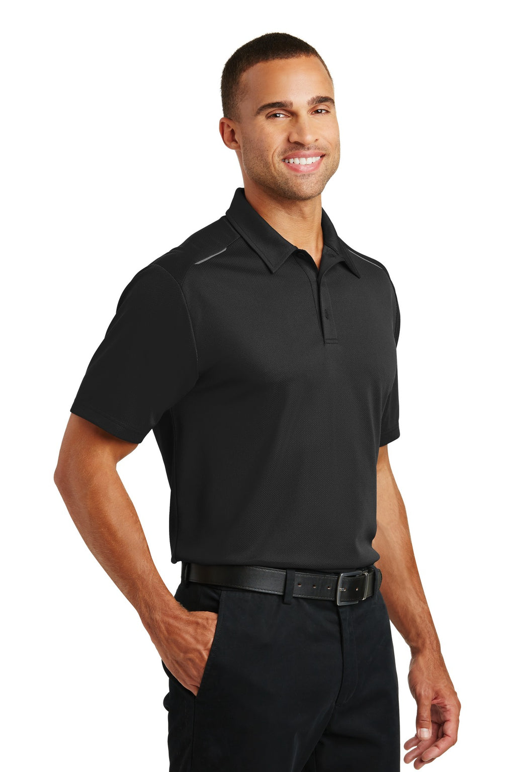 Port Authority Pinpoint Mesh Polo. K580 - Black - three_q