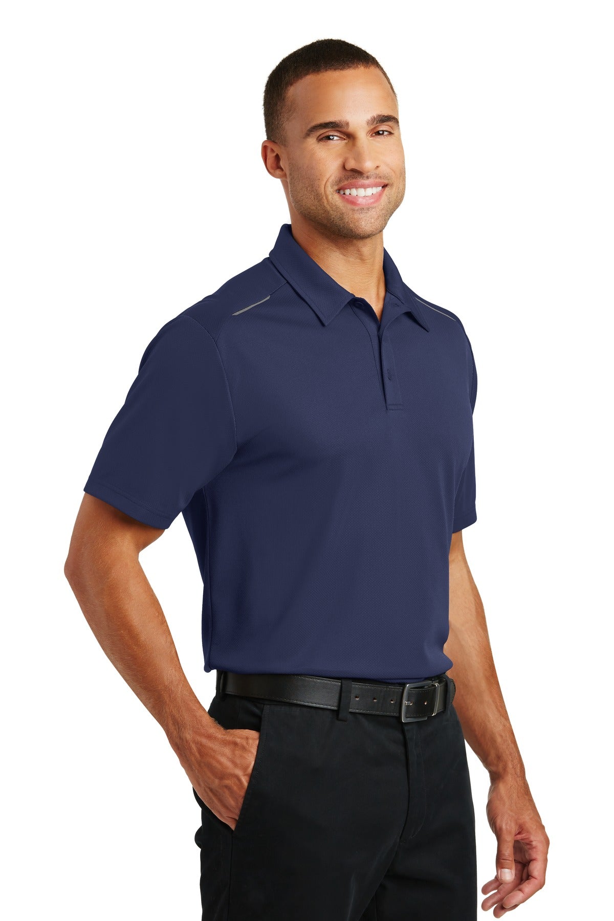 Port Authority Pinpoint Mesh Polo. K580 - True Navy - three_q