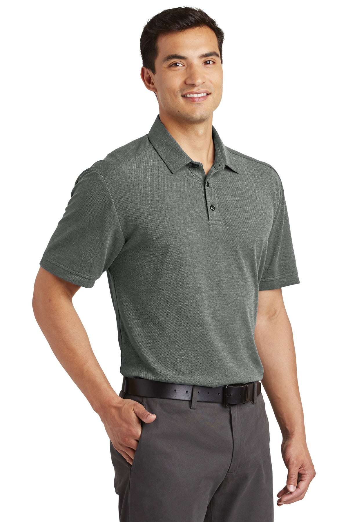 DISCONTINUED Port Authority Coastal Cotton Blend Polo. K581 - Deep Black/ White - three_q