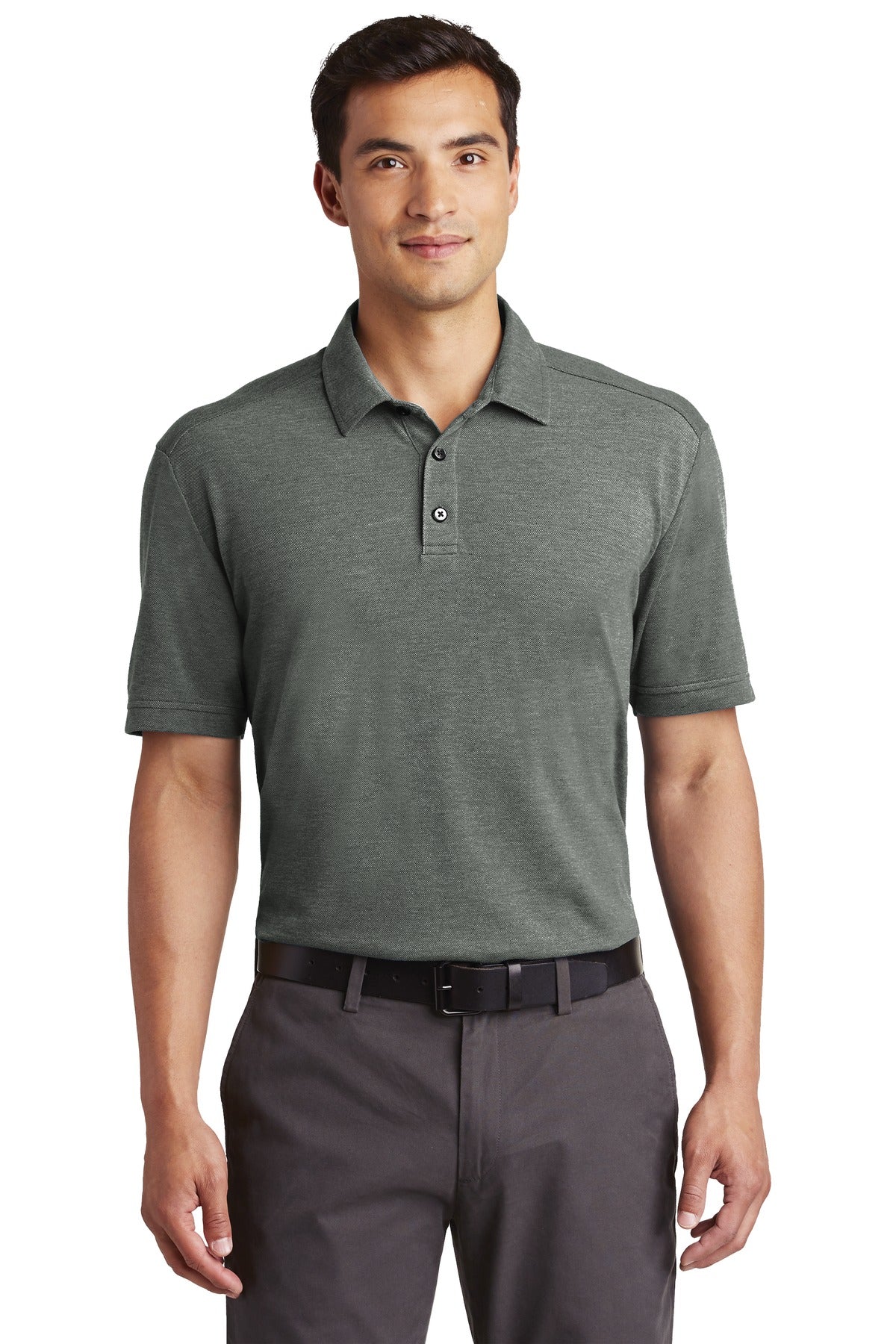 DISCONTINUED Port Authority Coastal Cotton Blend Polo. K581 - Deep Black/ White - front