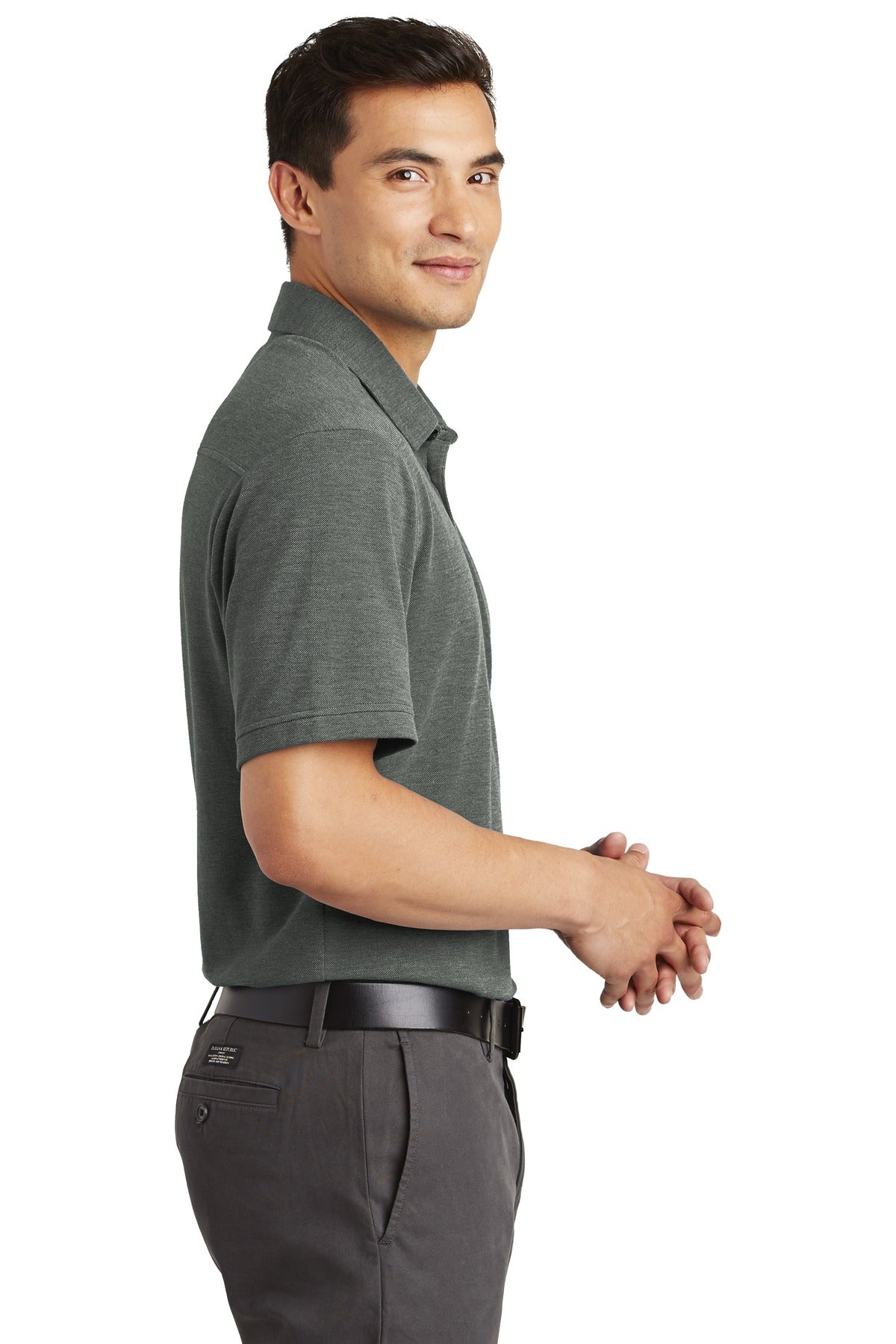 DISCONTINUED Port Authority Coastal Cotton Blend Polo. K581 - Deep Black/ White - side