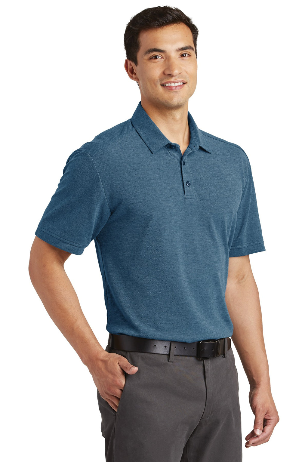 DISCONTINUED Port Authority Coastal Cotton Blend Polo. K581 - River Blue Navy/ Carolina Blue - three_q