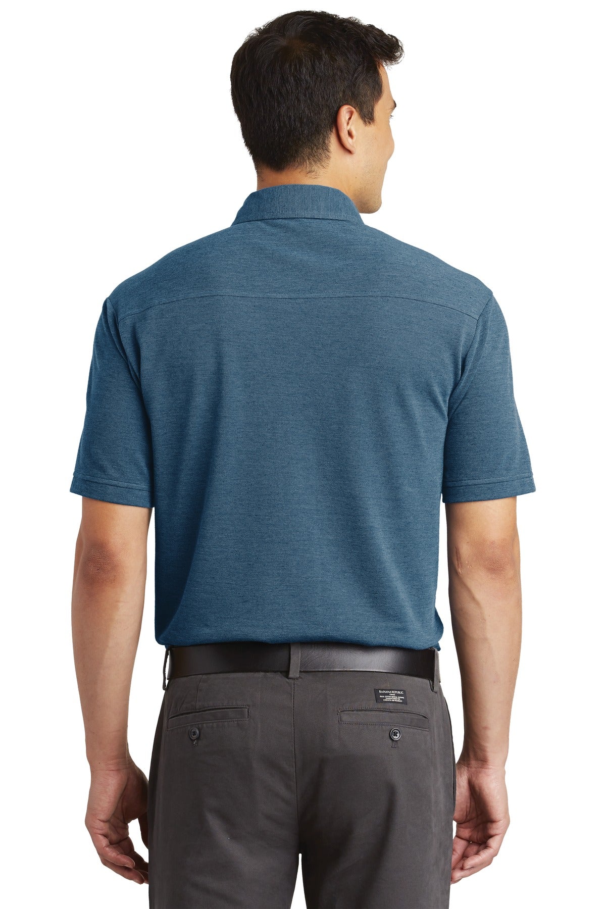 DISCONTINUED Port Authority Coastal Cotton Blend Polo. K581 - River Blue Navy/ Carolina Blue - back