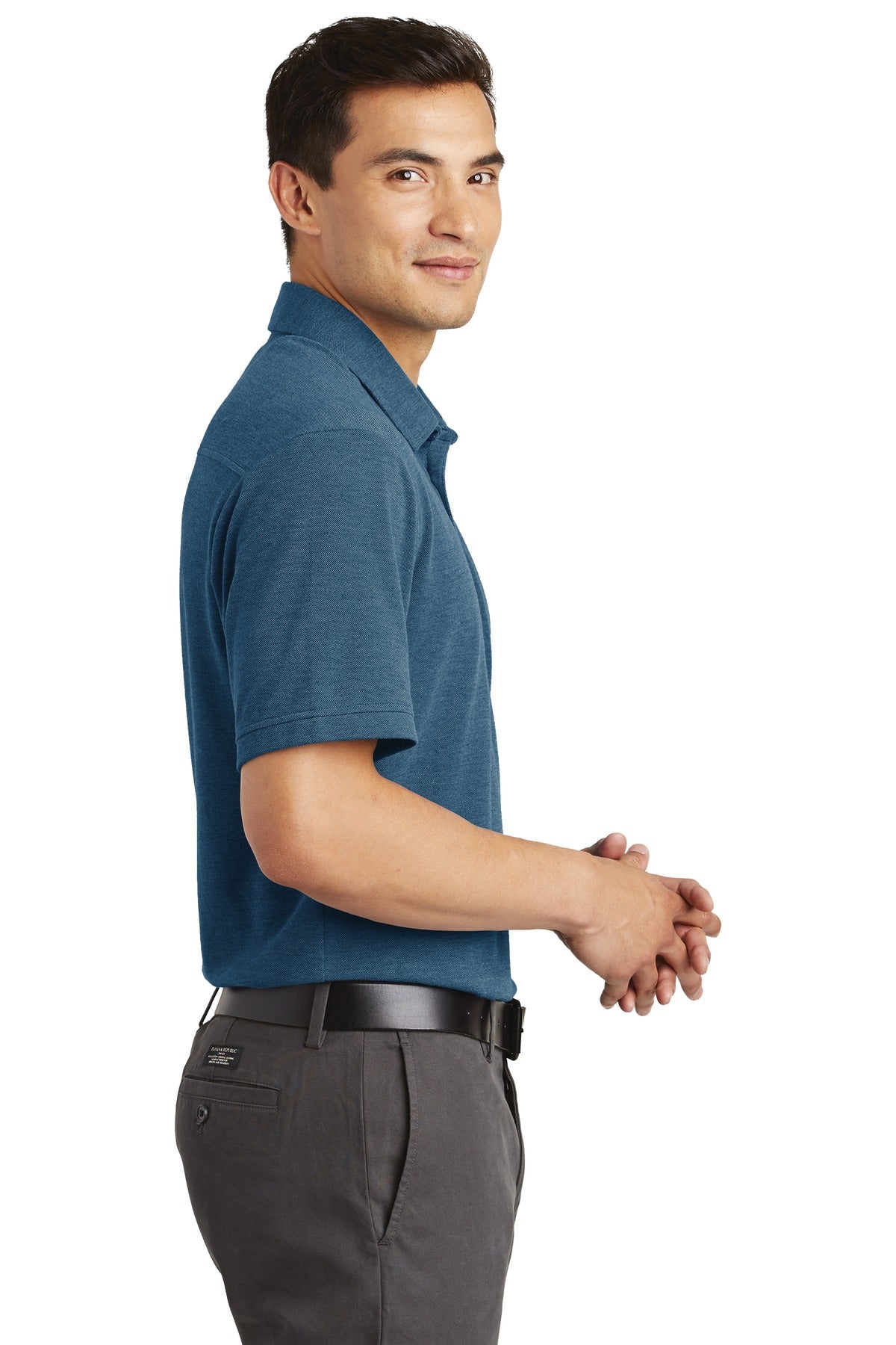DISCONTINUED Port Authority Coastal Cotton Blend Polo. K581 - River Blue Navy/ Carolina Blue - side