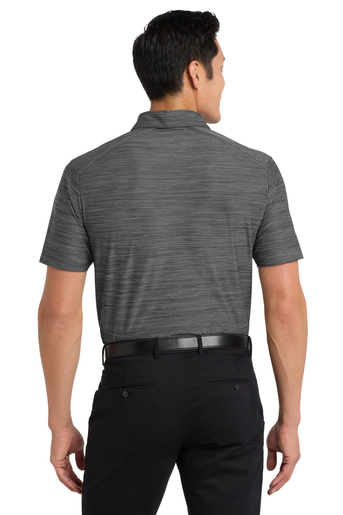 DISCONTINUED Port Authority Stretch Heather Polo K583 - Black/ Thunder Grey - back
