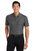 DISCONTINUED Port Authority Stretch Heather Polo K583 - Black/ Thunder Grey - front