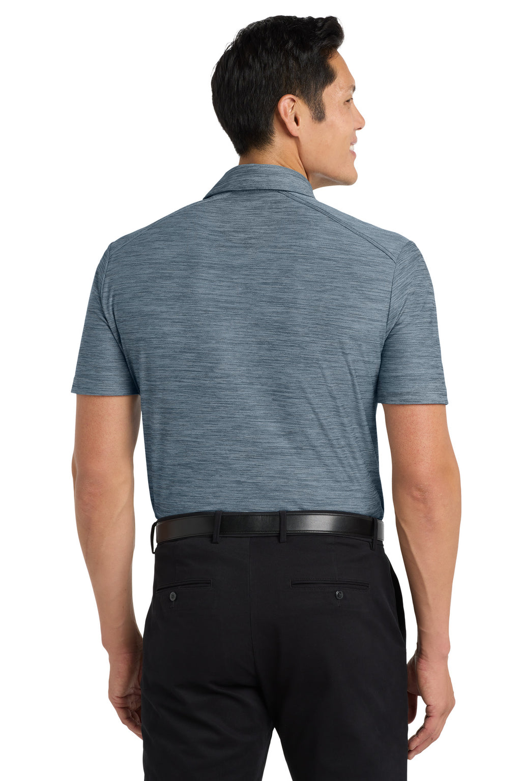 DISCONTINUED Port Authority Stretch Heather Polo K583 - Regatta Blue/ Gusty Grey - back