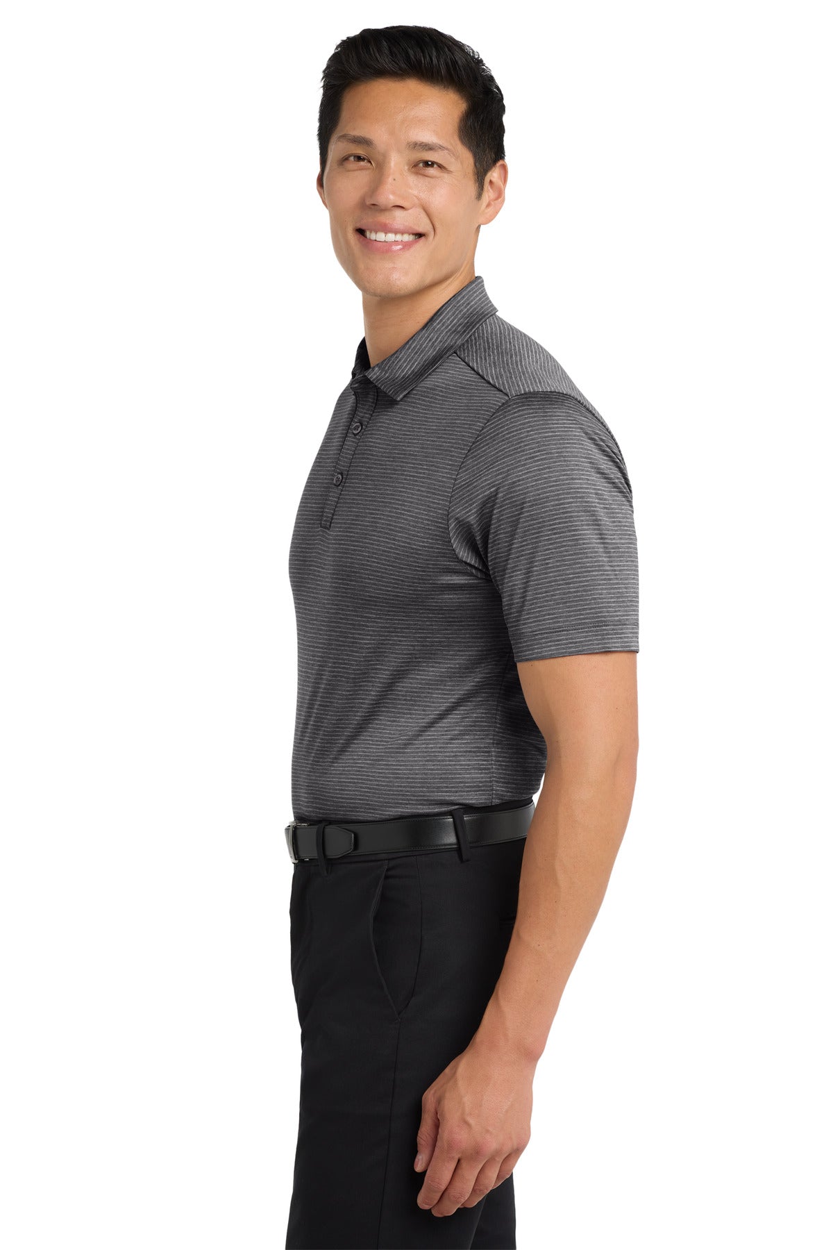 Port Authority Shadow Stripe Polo. K585 - Deep Black - side