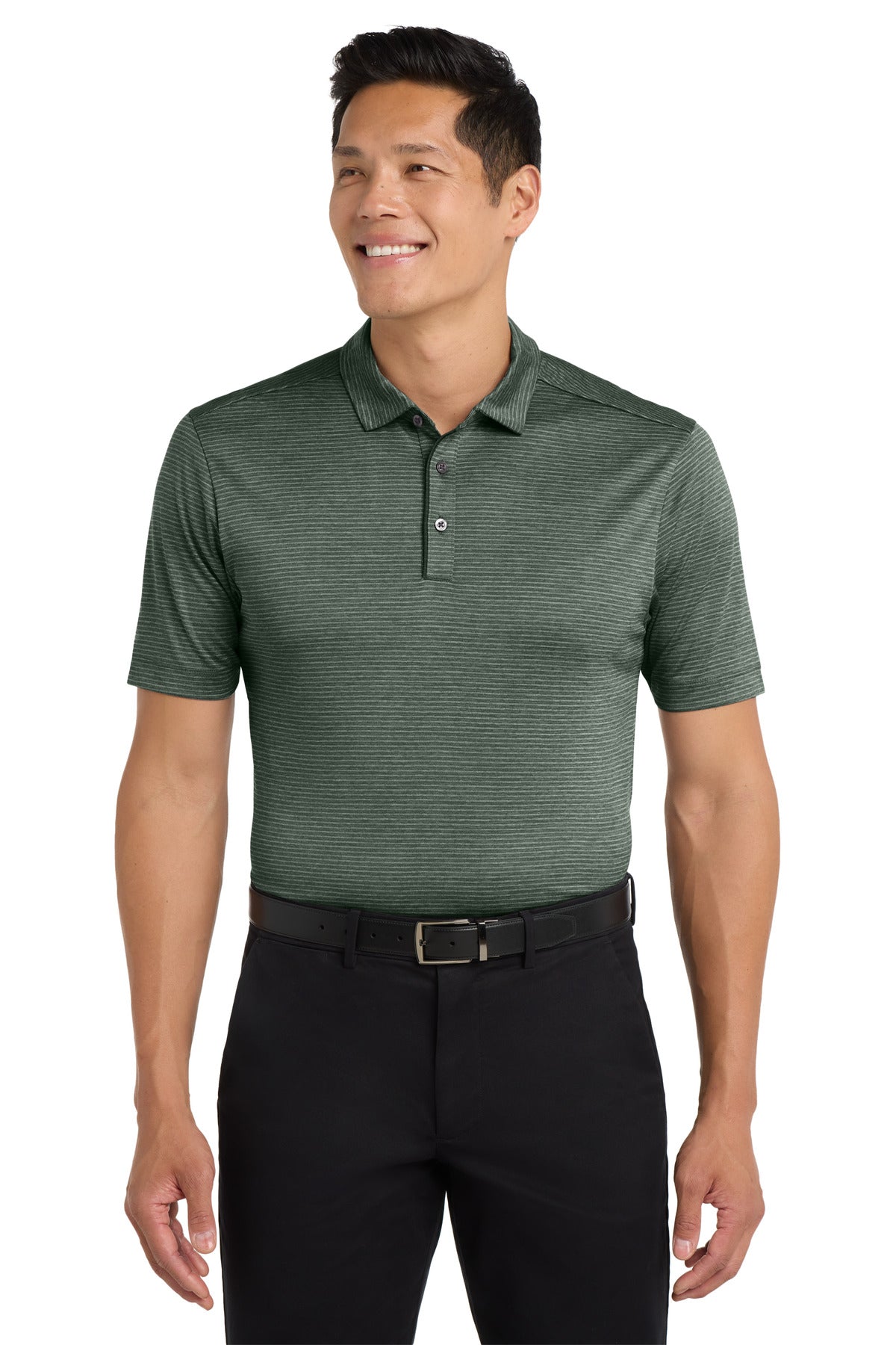 Port Authority Shadow Stripe Polo. K585 - Deep Forest Green - front