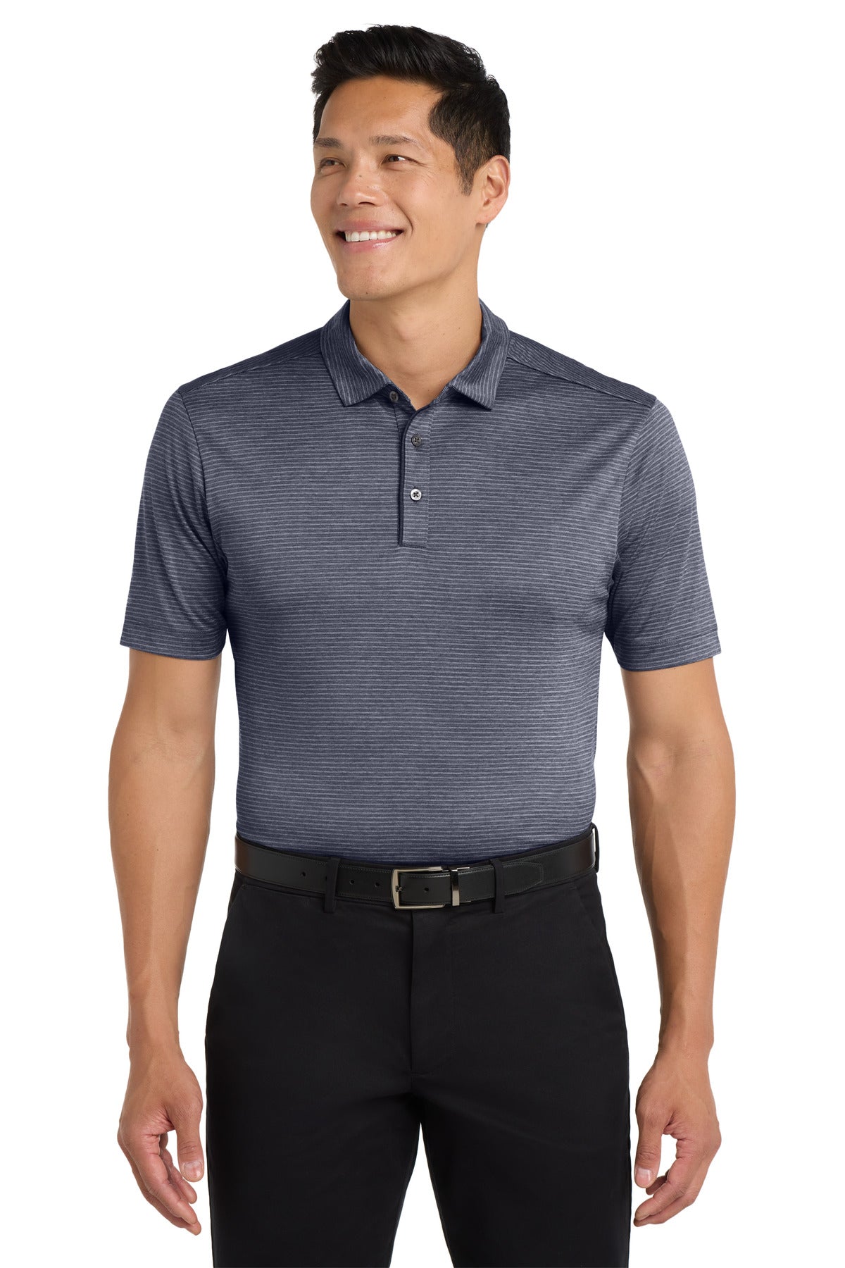 Port Authority Shadow Stripe Polo. K585 - River Blue Navy - front