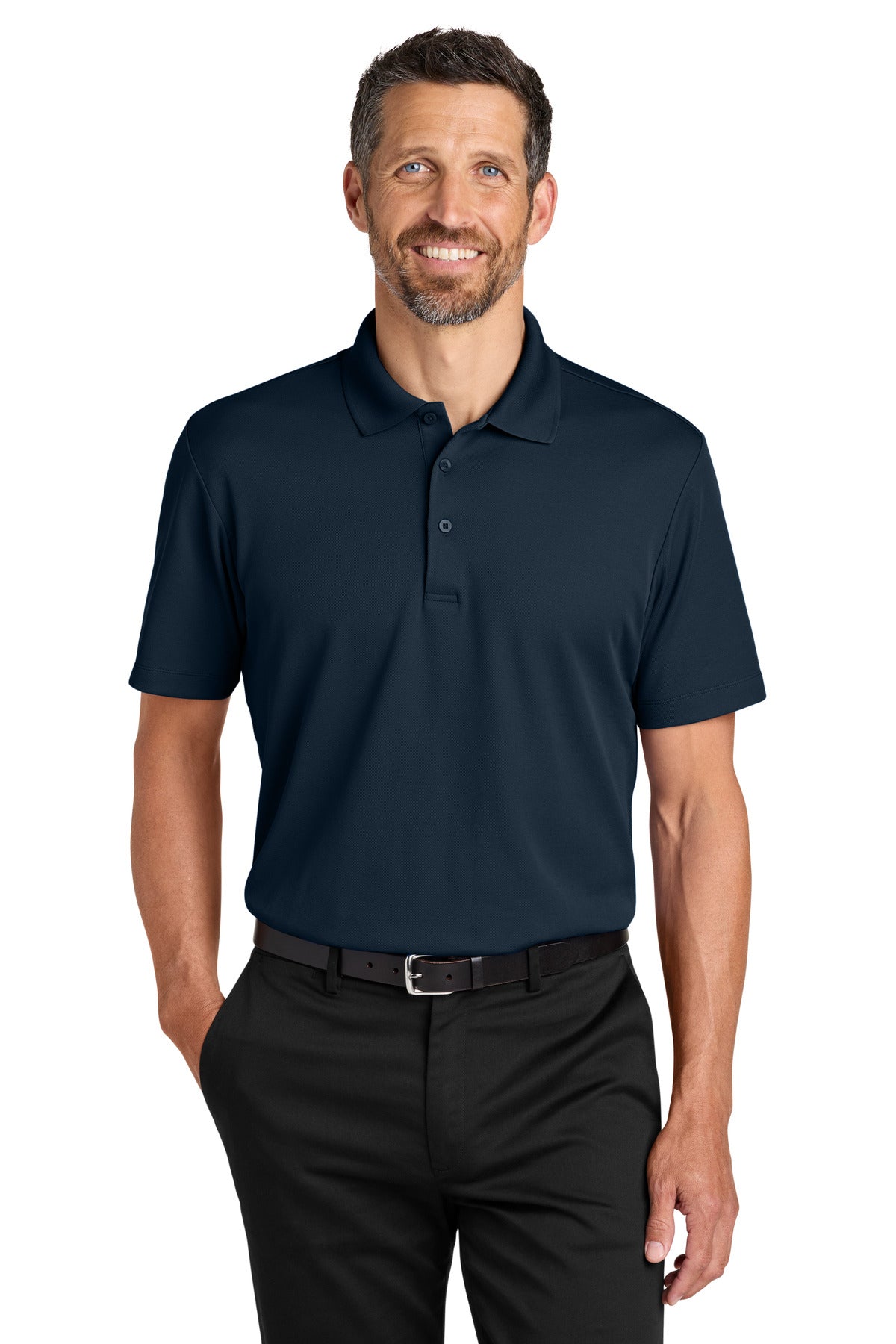 Port Authority Plaited Pique Polo K620 - Night Navy - front