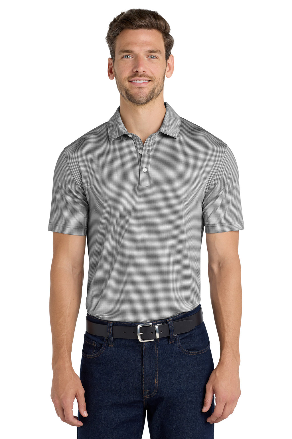 DISCONTINUED Port Authority Gingham Polo K646 - Black/ White - front