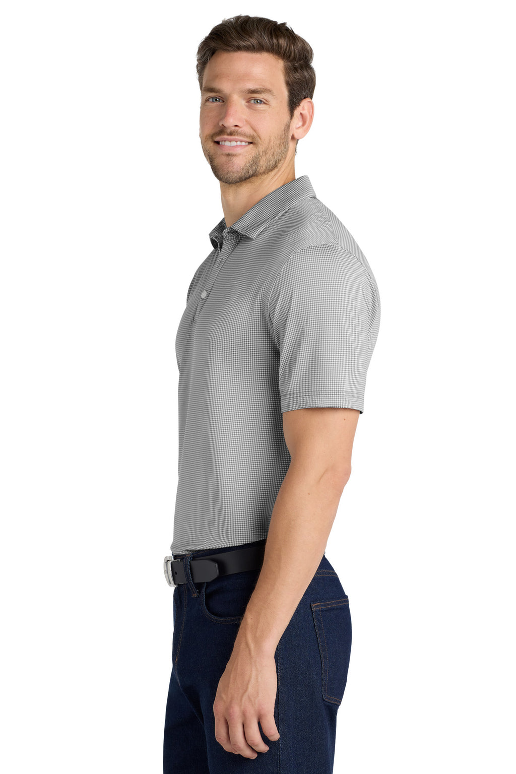DISCONTINUED Port Authority Gingham Polo K646 - Black/ White - side