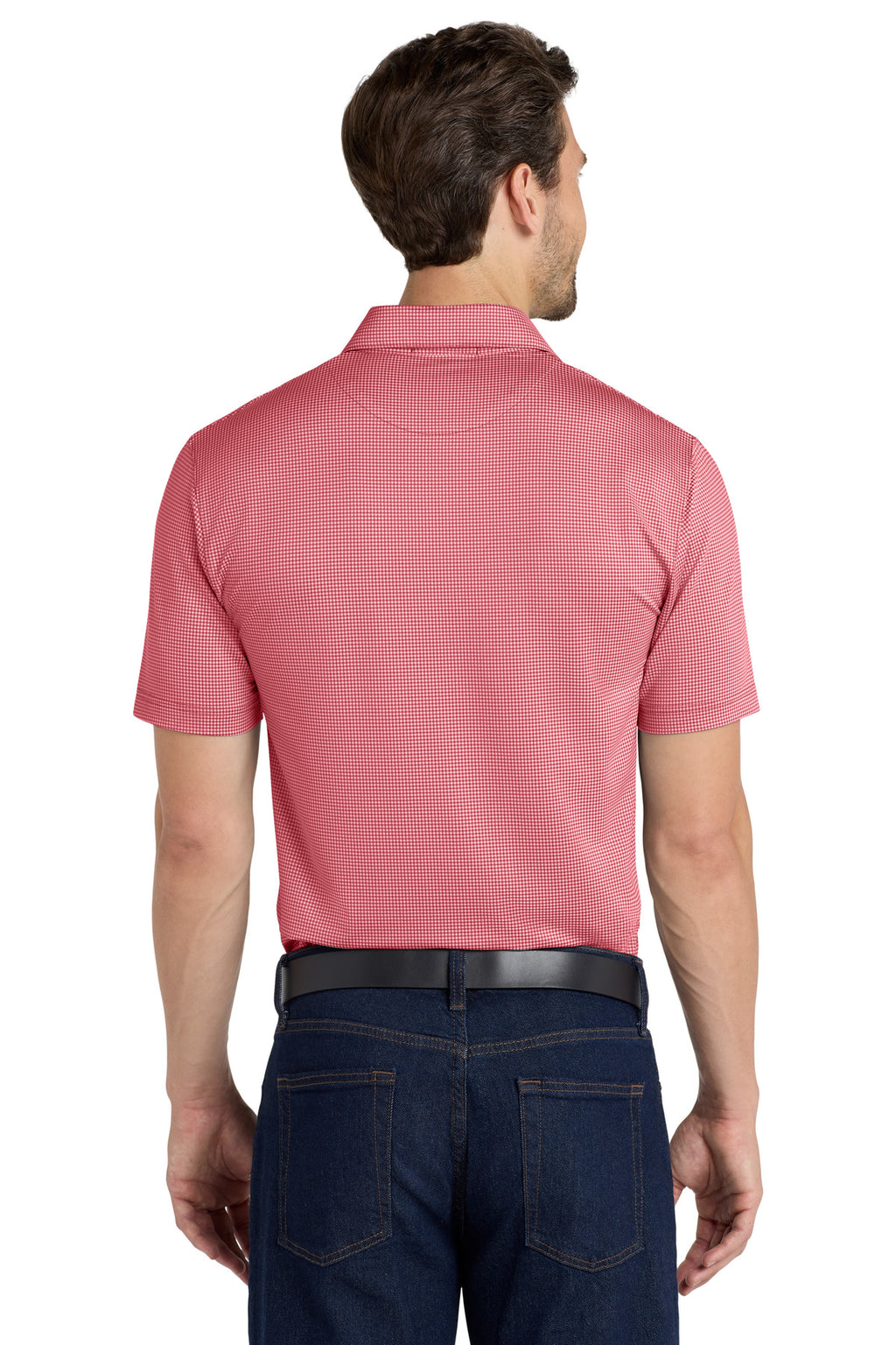 DISCONTINUED Port Authority Gingham Polo K646 - Rich Red/ White - back