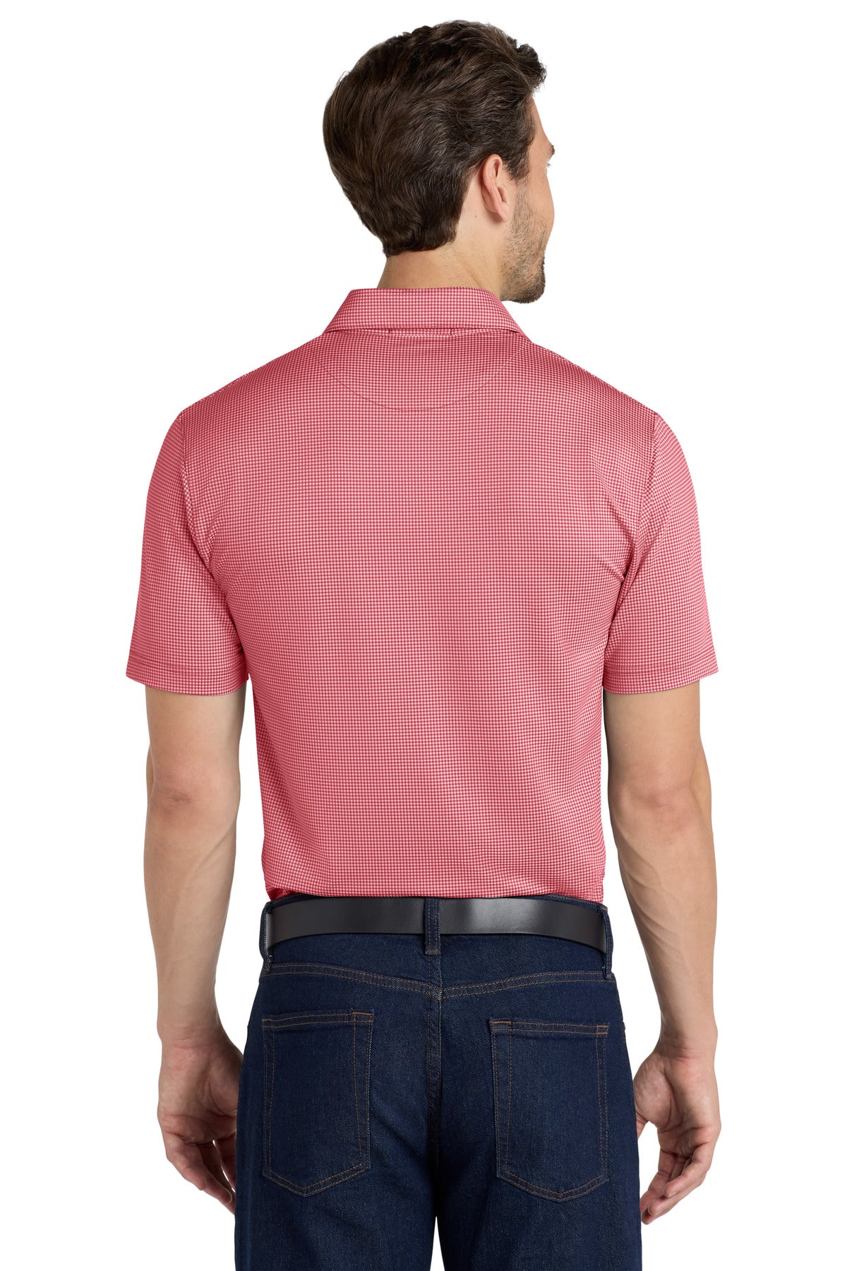 DISCONTINUED Port Authority Gingham Polo K646 - Rich Red/ White - back