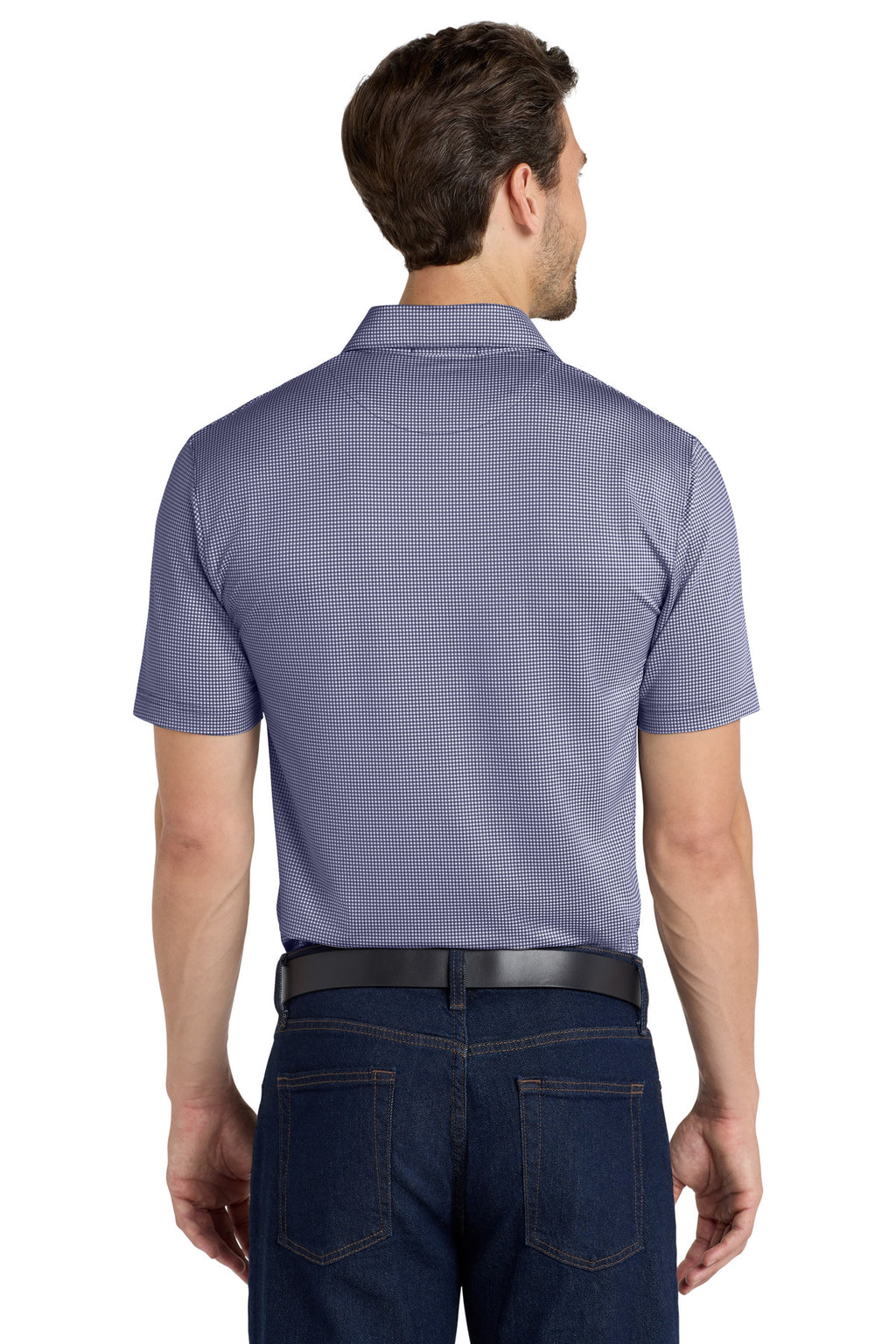 DISCONTINUED Port Authority Gingham Polo K646 - True Navy/ White - back