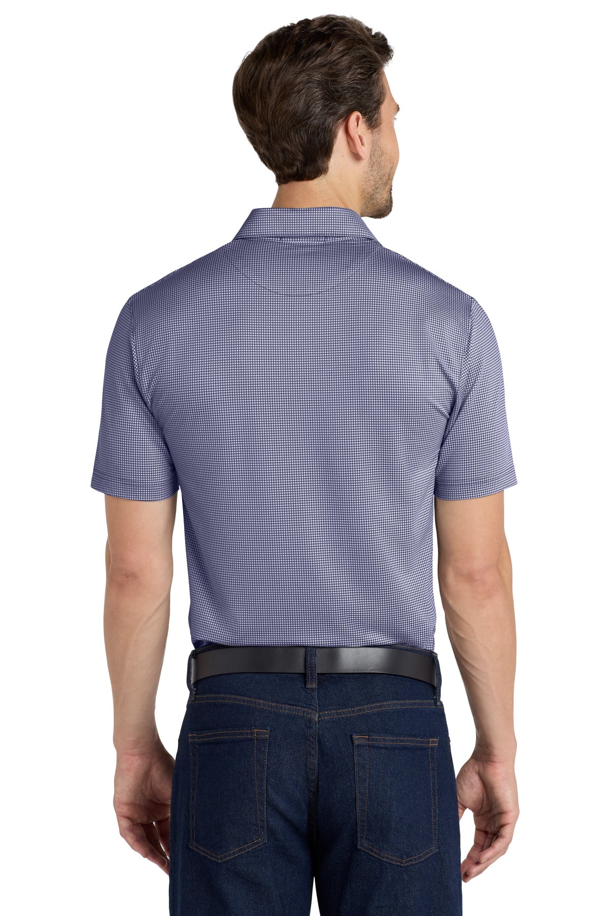 DISCONTINUED Port Authority Gingham Polo K646 - True Navy/ White - back