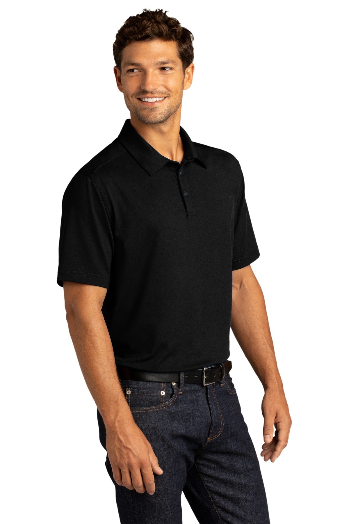 Port Authority City Stretch Polo K682 - Black - three_q