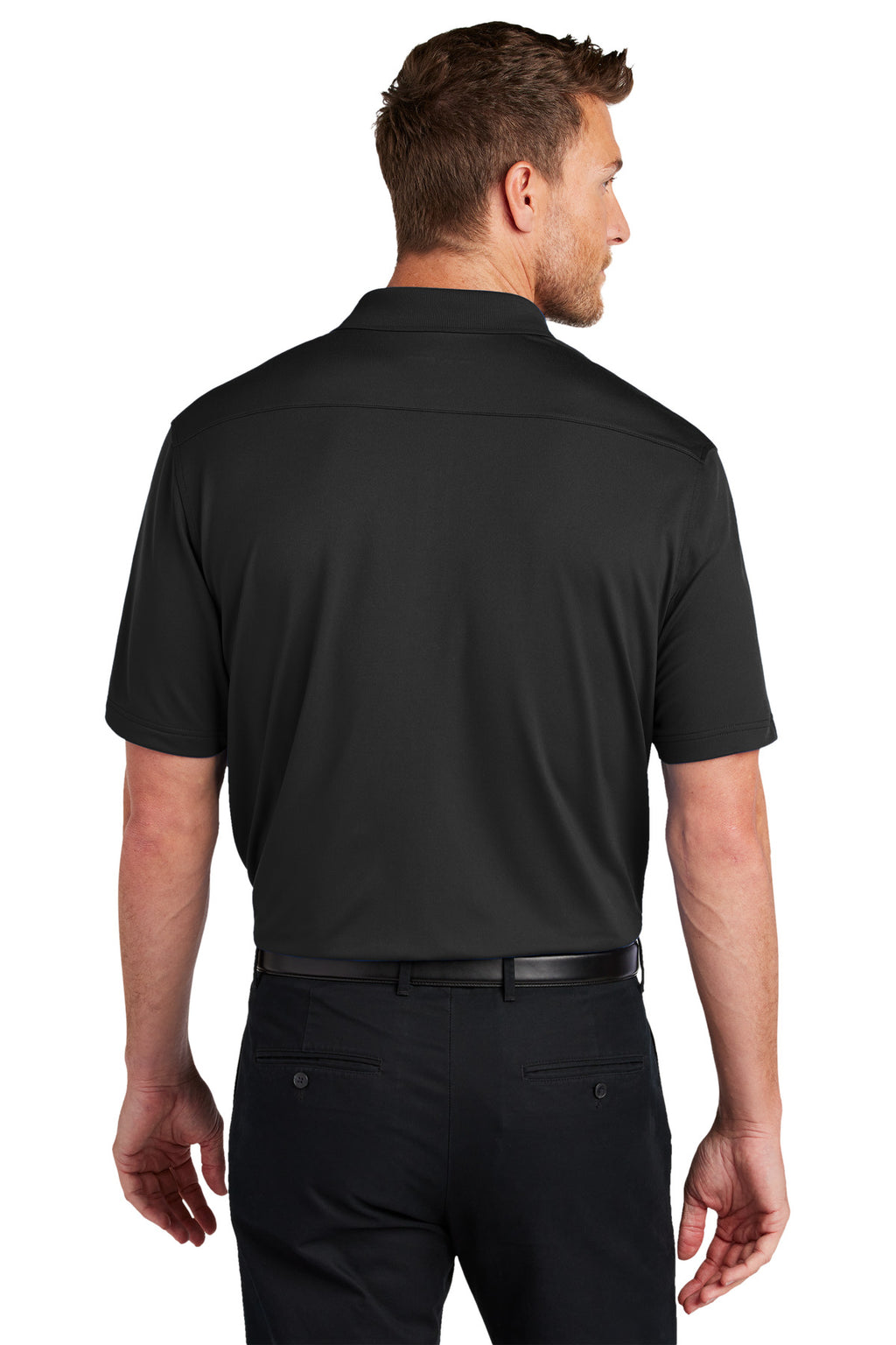 Port Authority City Stretch Flat Knit Polo K683 - Black - back