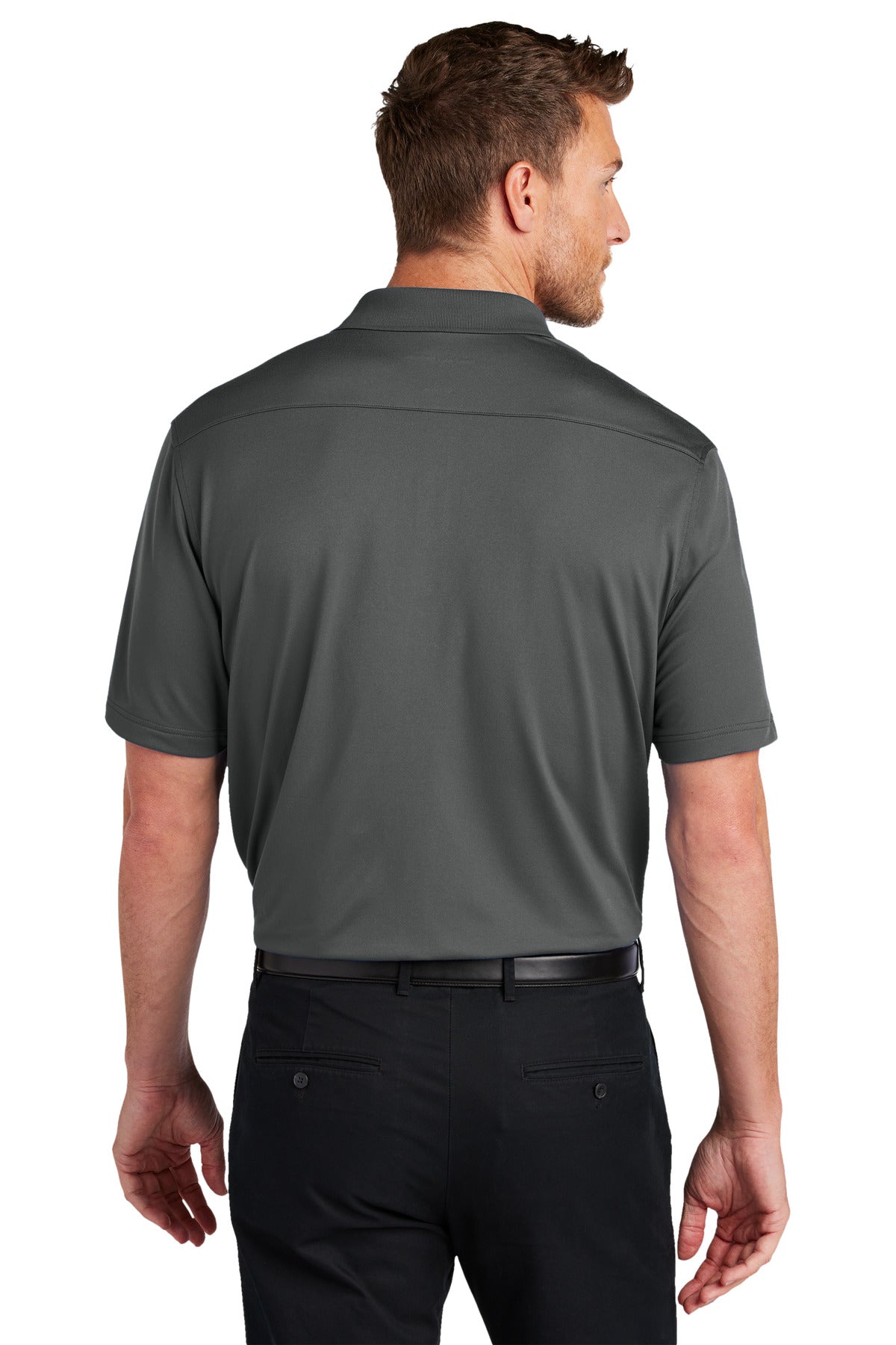 Port Authority City Stretch Flat Knit Polo K683 - Graphite - back