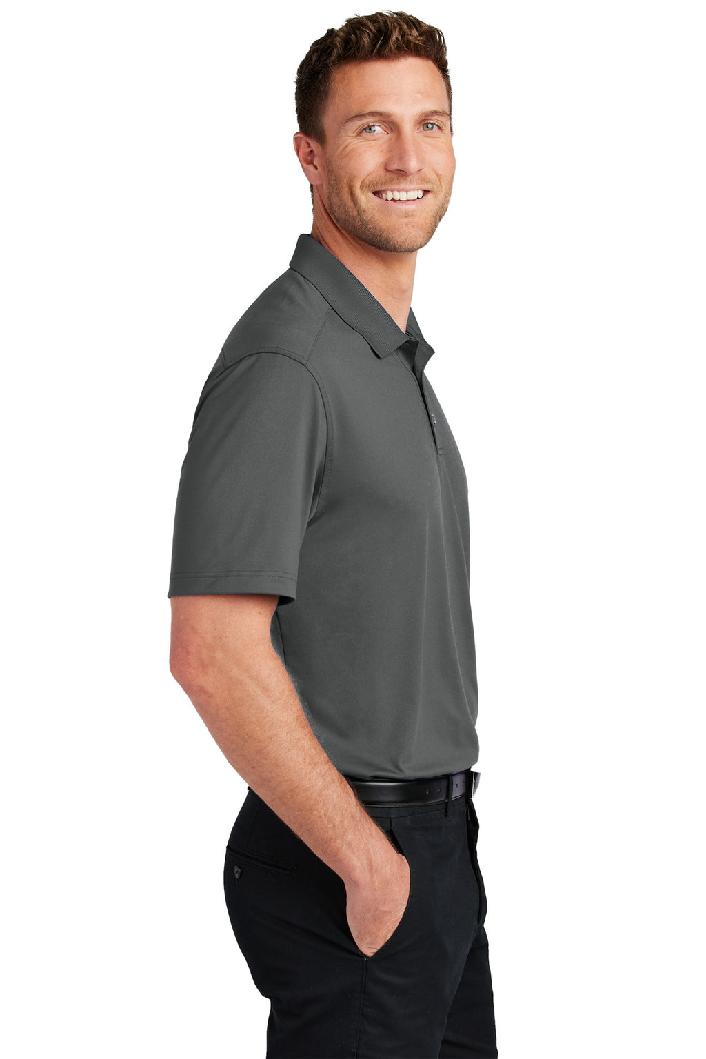 Port Authority City Stretch Flat Knit Polo K683 - Graphite - side