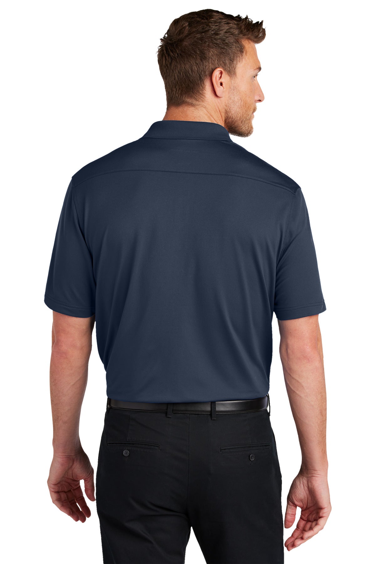 Port Authority City Stretch Flat Knit Polo K683 - River Blue Navy - back