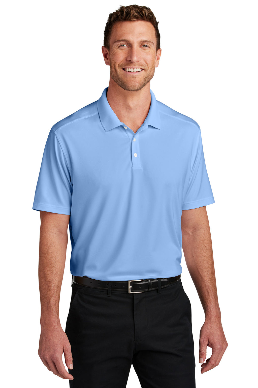 Port Authority City Stretch Flat Knit Polo K683 - Swiss Blue - front