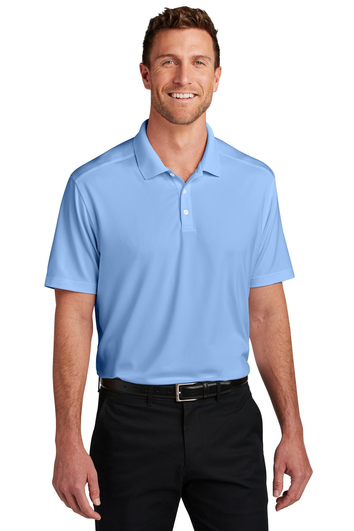 Port Authority City Stretch Flat Knit Polo K683 - Swiss Blue - front