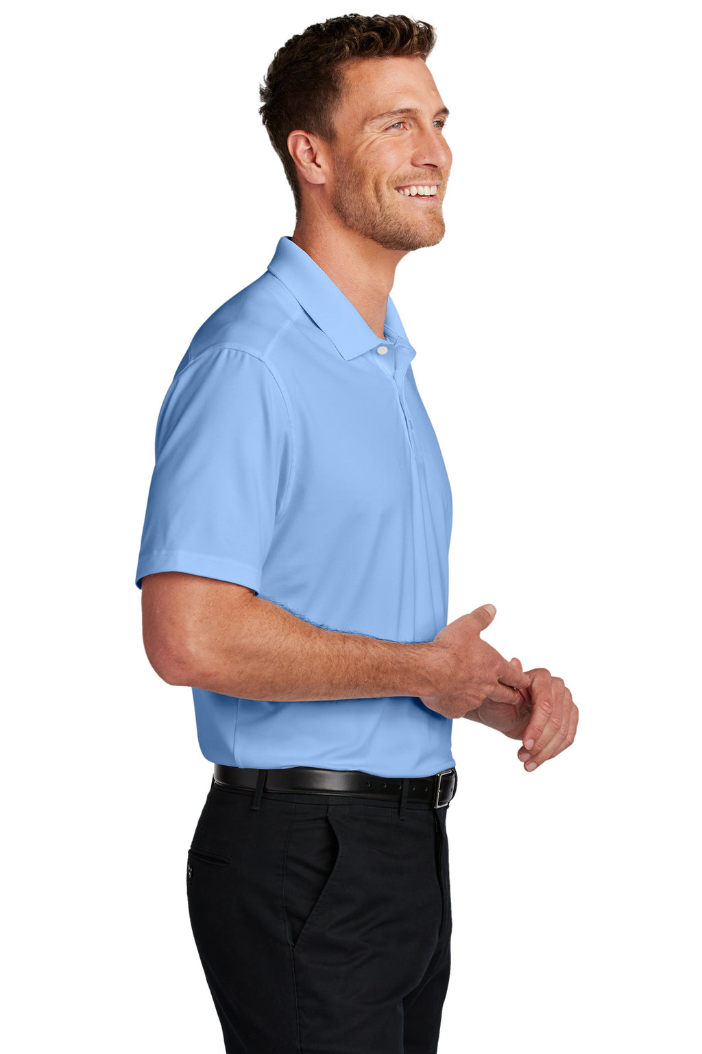 Port Authority City Stretch Flat Knit Polo K683 - Swiss Blue - side