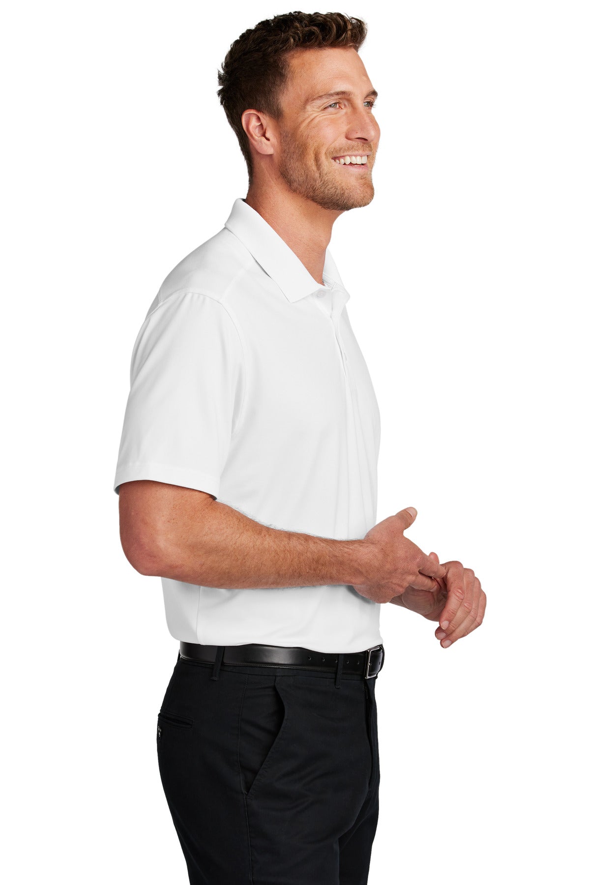 Port Authority City Stretch Flat Knit Polo K683 - White - side