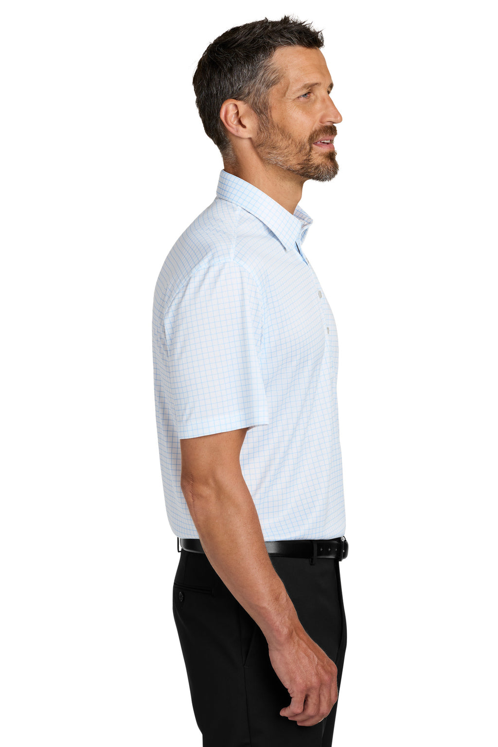 Port Authority Shirt Collar Polo K700 - Cloud Blue Check - side
