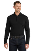 Port Authority EZCotton Long Sleeve Polo. K8000LS - Black - front